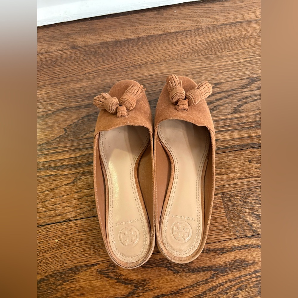 Tory Burch Tan Tassel Mules